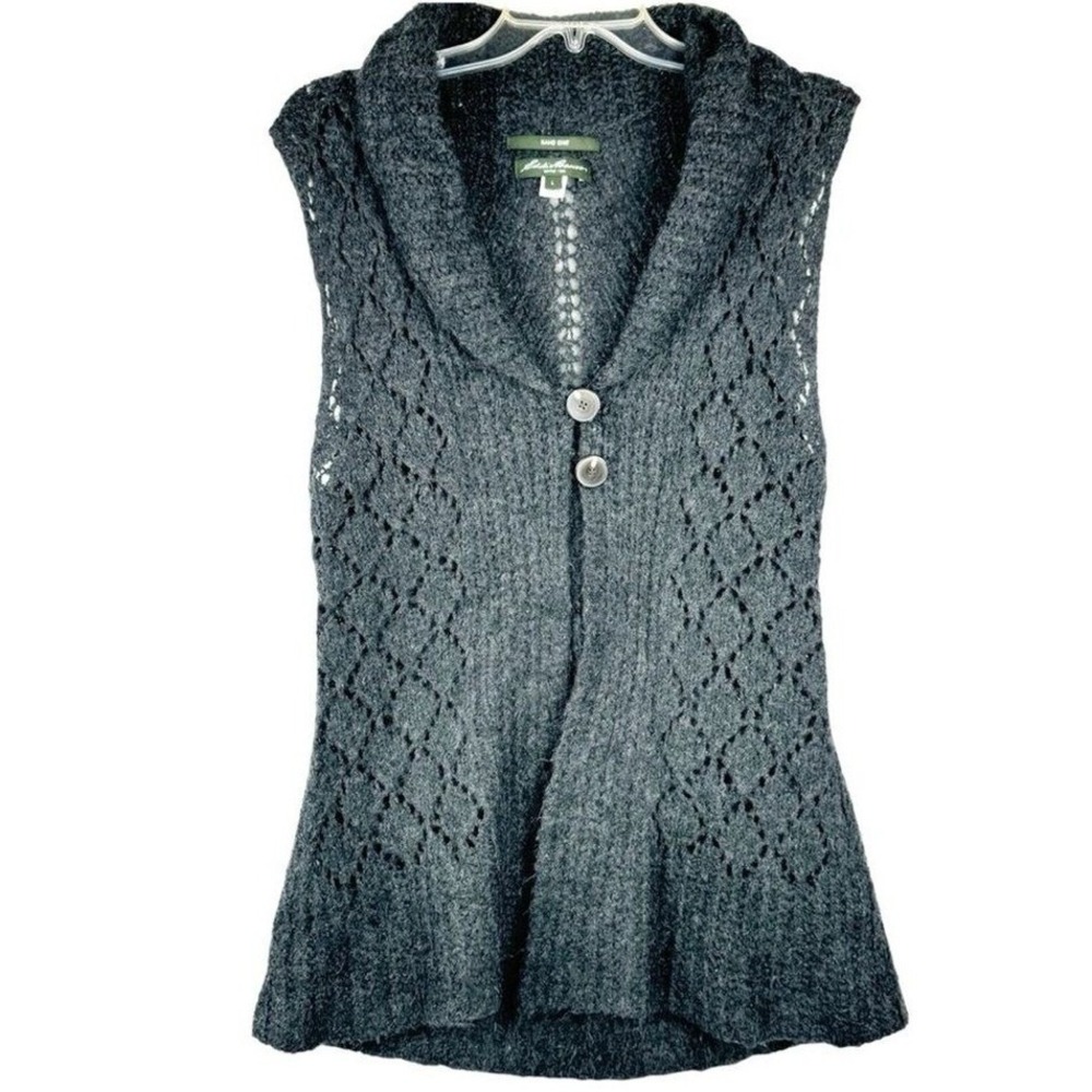 Vintage Eddie Bauer Y2K Mohair Cardigan Sweater Womens Size Large Hand Knitted